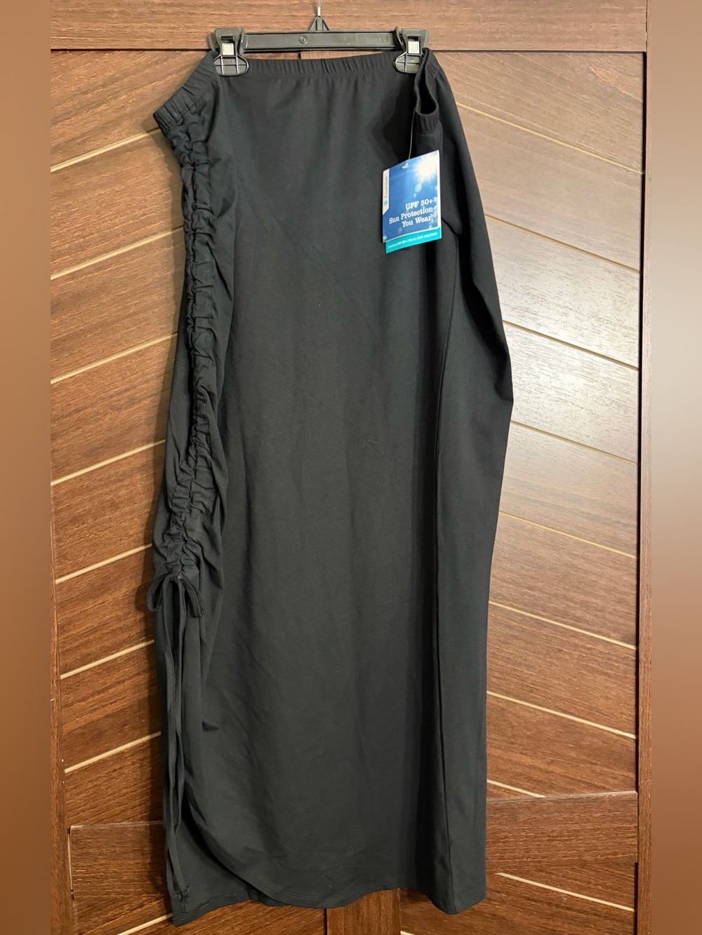 Coolibar Bayfront ruched maxi skirt xxl NWT Black UPF 50 swim resort beach